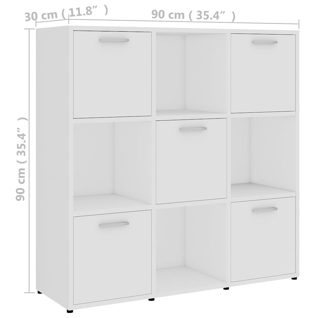 vidaXL Boekenkast 90x30x90 cm bewerkt hout wit