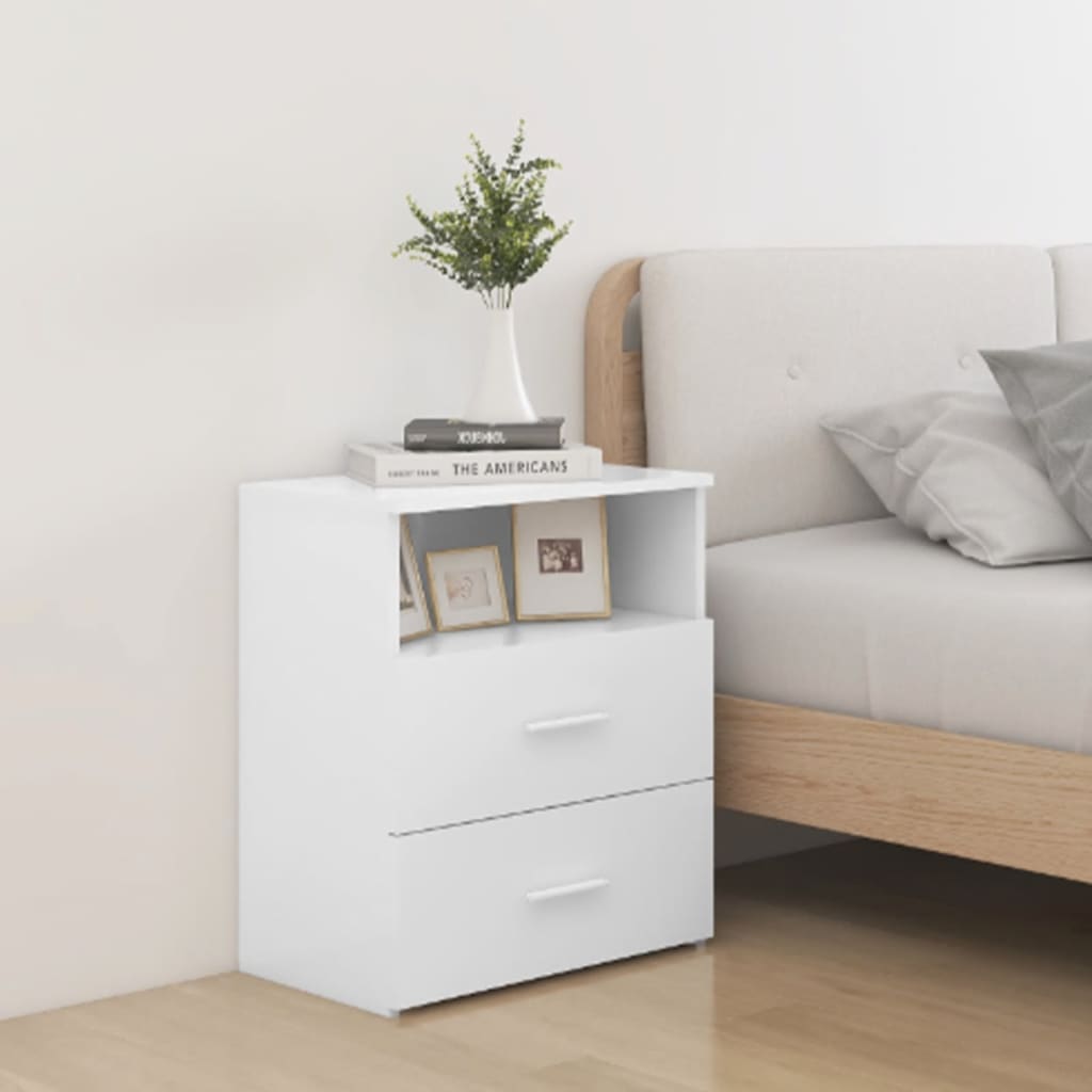 vidaXL Bedside Cabinet 50x32x60 cm White