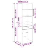 vidaXL Boekenkast 60x35x180 cm bewerkt hout grijs