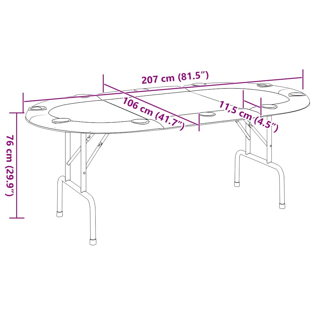 vidaXL Pokertafel voor 10 spelers inklapbaar 207x106x76 cm groen
