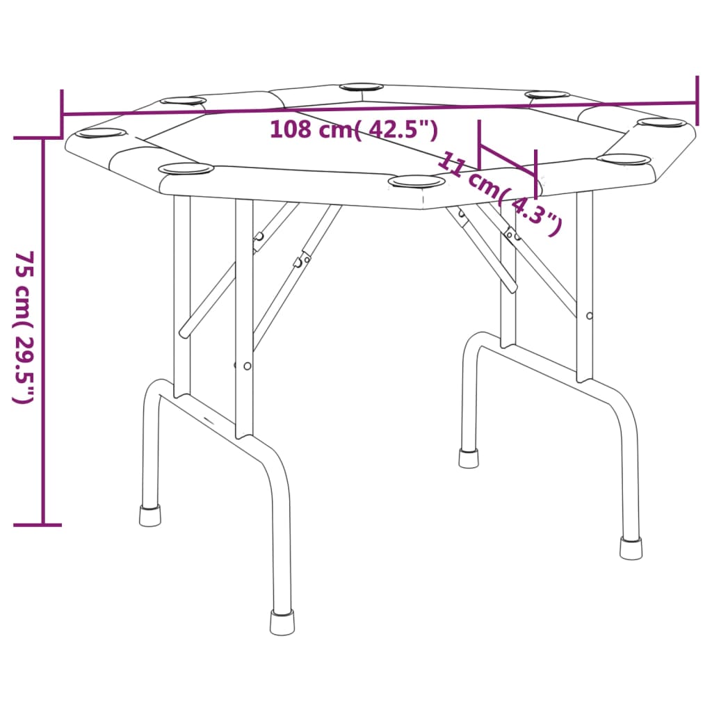 vidaXL Pokertafel voor 8 spelers inklapbaar 108x108x75 cm groen