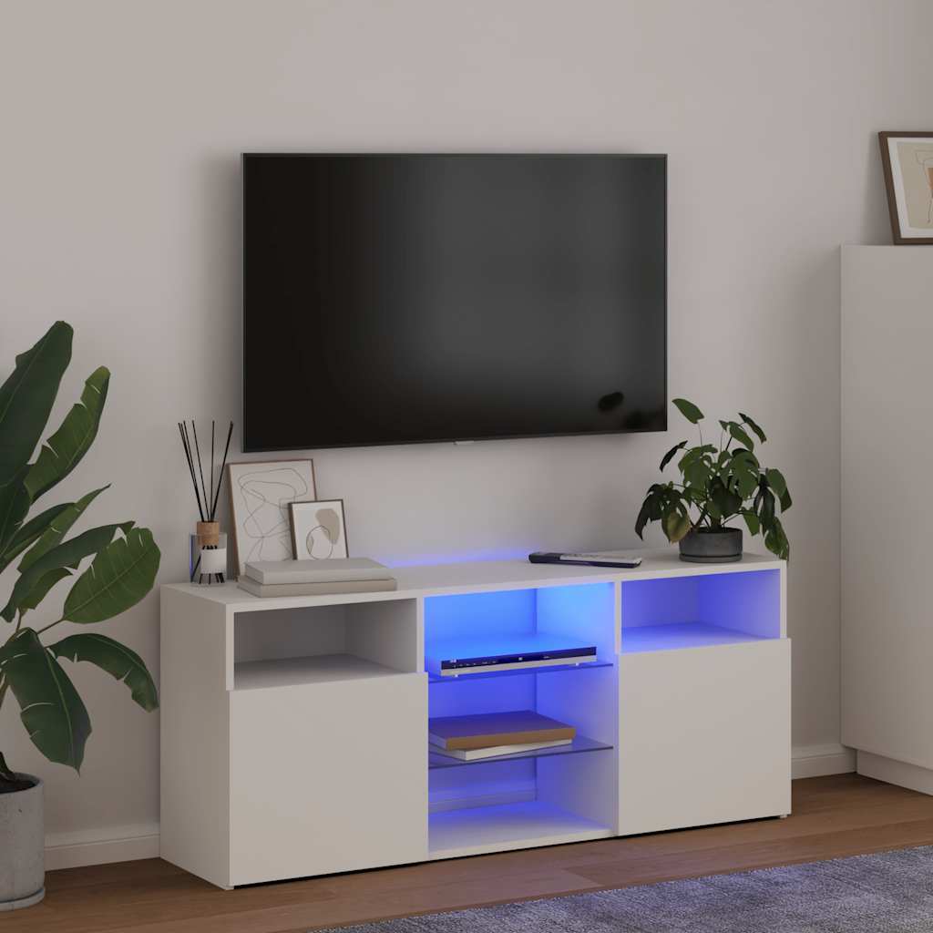 vidaXL TV Cabinet with LED Lights 120x30x50 cm White