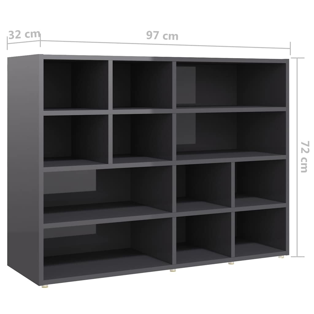 vidaXL Sideboard 97x32x72 cm engineered wood high gloss grey