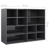 vidaXL Sideboard 97x32x72 cm engineered wood high gloss grey
