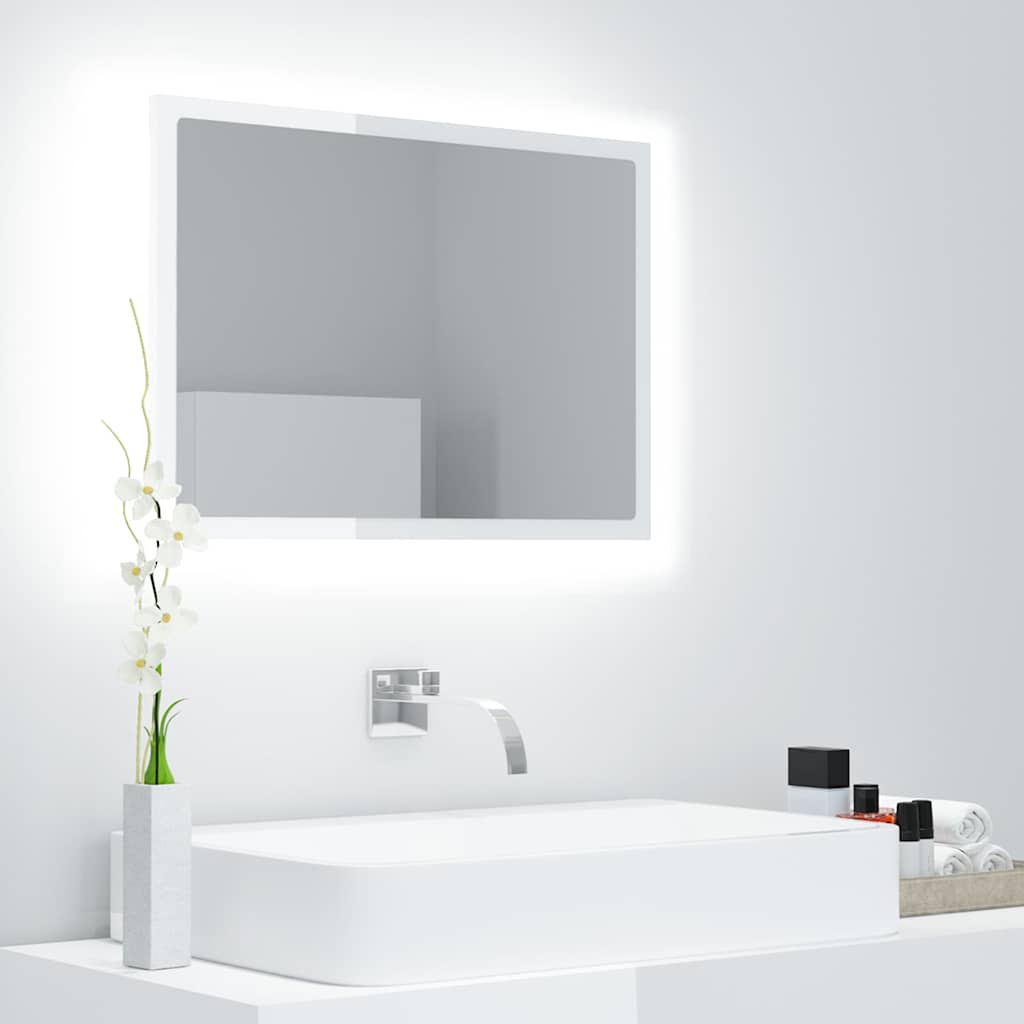 vidaXL Bathroom Mirror LED 60x8.5x37 cm acrylic white