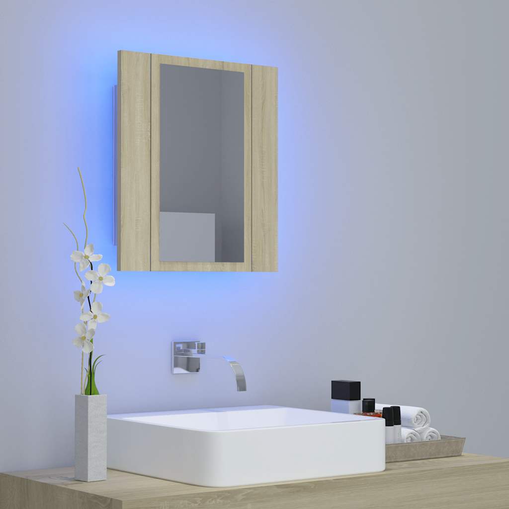 vidaXL Badkamerkast met spiegel en LED 40x12x45 cm acryl wit
