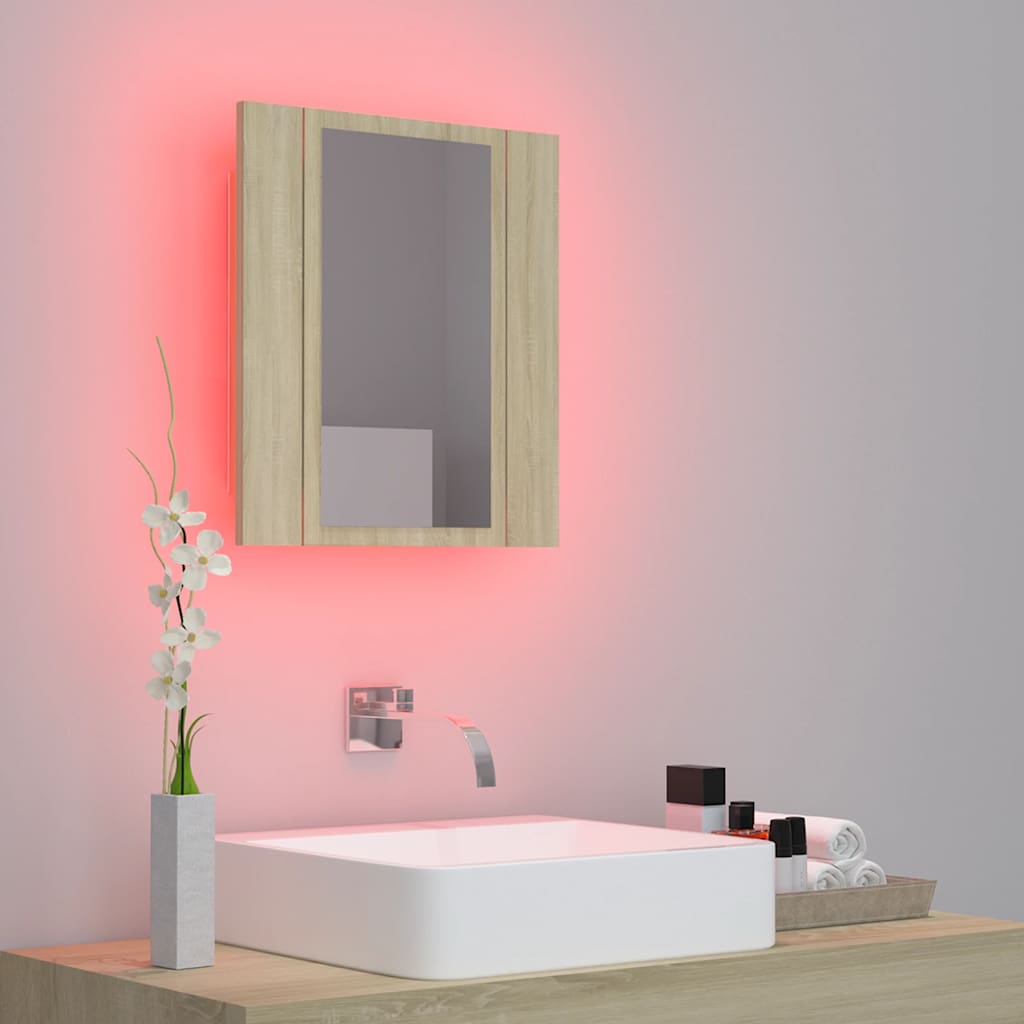 vidaXL Badkamerkast met spiegel en LED 40x12x45 cm acryl wit