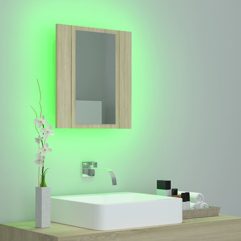 vidaXL Badkamerkast met spiegel en LED 40x12x45 cm acryl wit