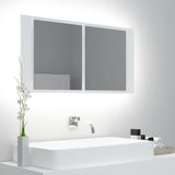 vidaXL Badkamerkast met spiegel en LED 90x12x45 cm acryl wit