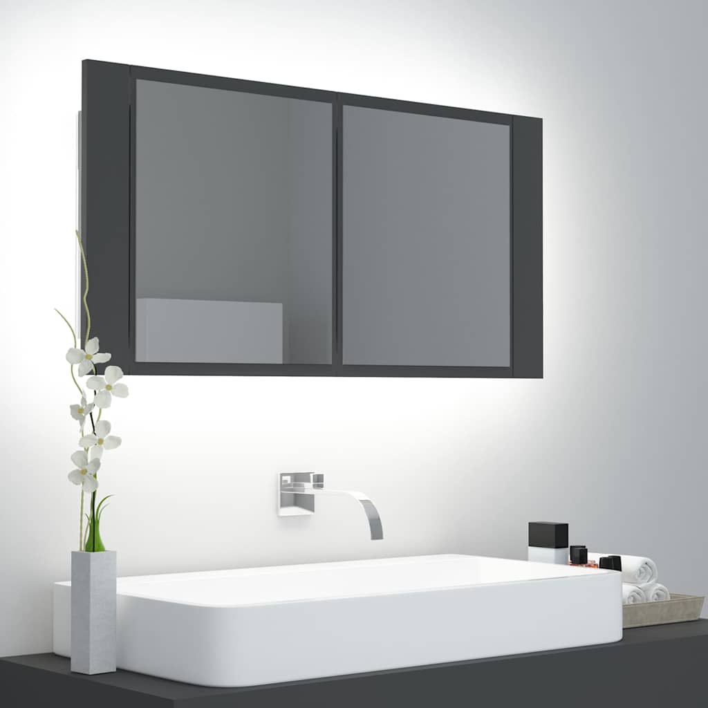 vidaXL Badkamerkast met spiegel en LED 90x12x45 cm acryl wit
