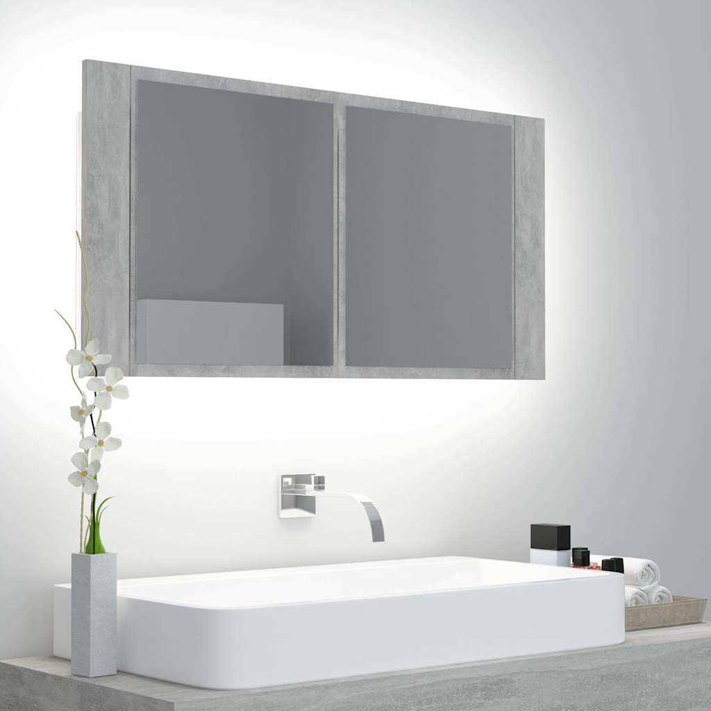 vidaXL Badkamerkast met spiegel en LED 90x12x45 cm acryl wit