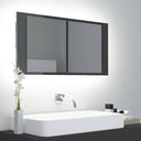 vidaXL Badkamerkast met spiegel en LED 90x12x45 cm acryl wit