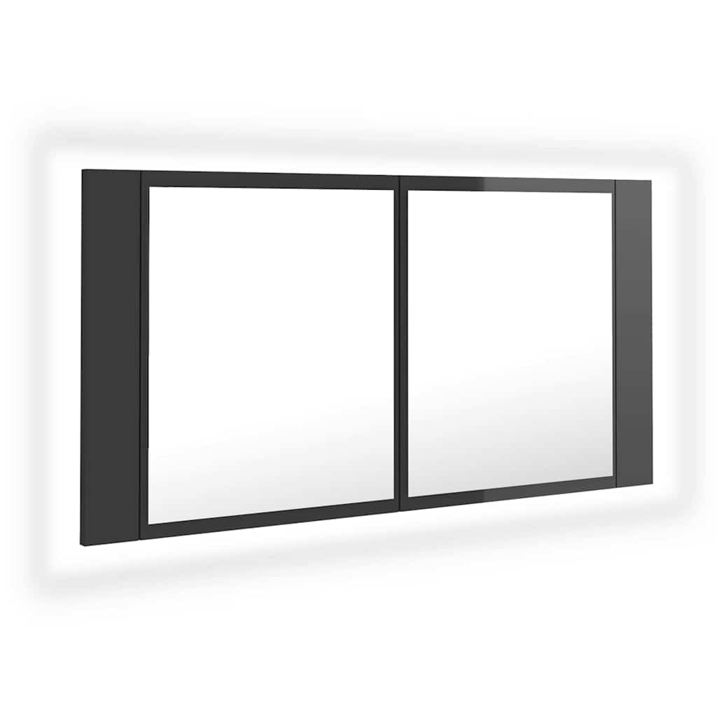 vidaXL Badkamerkast met spiegel en LED 90x12x45 cm acryl wit