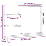 vidaXL Badkamerspiegel 60x10,5x45 cm bewerkt hout wit