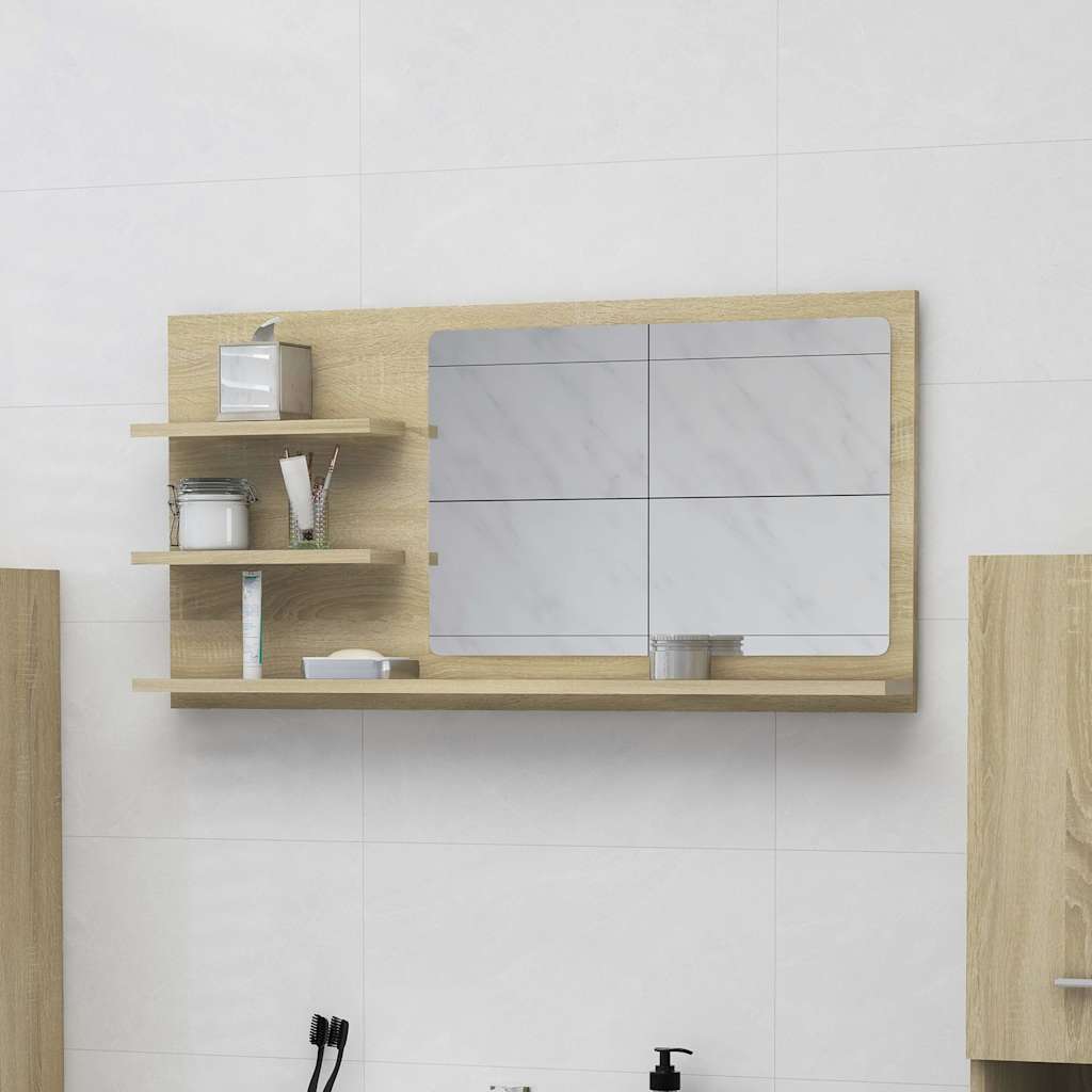 vidaXL Badkamerspiegel 90x10,5x45 cm bewerkt hout wit