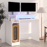 vidaXL Desk with LED lighting 97x45x90 cm engineered wood white
