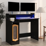 vidaXL Desk with LED lighting 97x45x90 cm engineered wood white