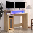 vidaXL Desk with LED lighting 97x45x90 cm engineered wood white