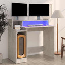 vidaXL Desk with LED lighting 97x45x90 cm engineered wood white