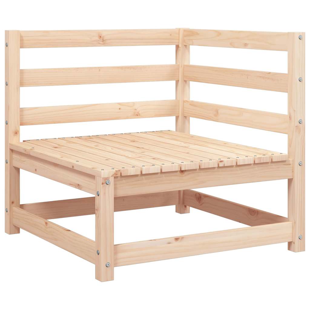 vidaXL Solid Pine Garden Corner Sofa with Grey Cushions