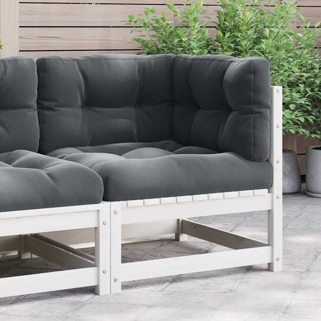 vidaXL Solid Pine Garden Corner Sofa with Grey Cushions