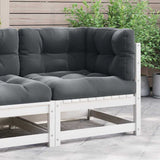 vidaXL Solid Pine Garden Corner Sofa with Grey Cushions