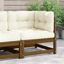 vidaXL Solid Pine Garden Corner Sofa with Grey Cushions