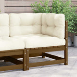 vidaXL Solid Pine Garden Corner Sofa with Grey Cushions