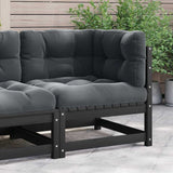 vidaXL Solid Pine Garden Corner Sofa with Grey Cushions