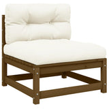 vidaXL Solid Pine Garden Corner Sofa with Grey Cushions