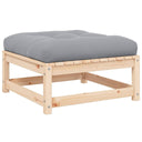 vidaXL Solid Pine Garden Corner Sofa with Grey Cushions