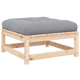 vidaXL Solid Pine Garden Corner Sofa with Grey Cushions