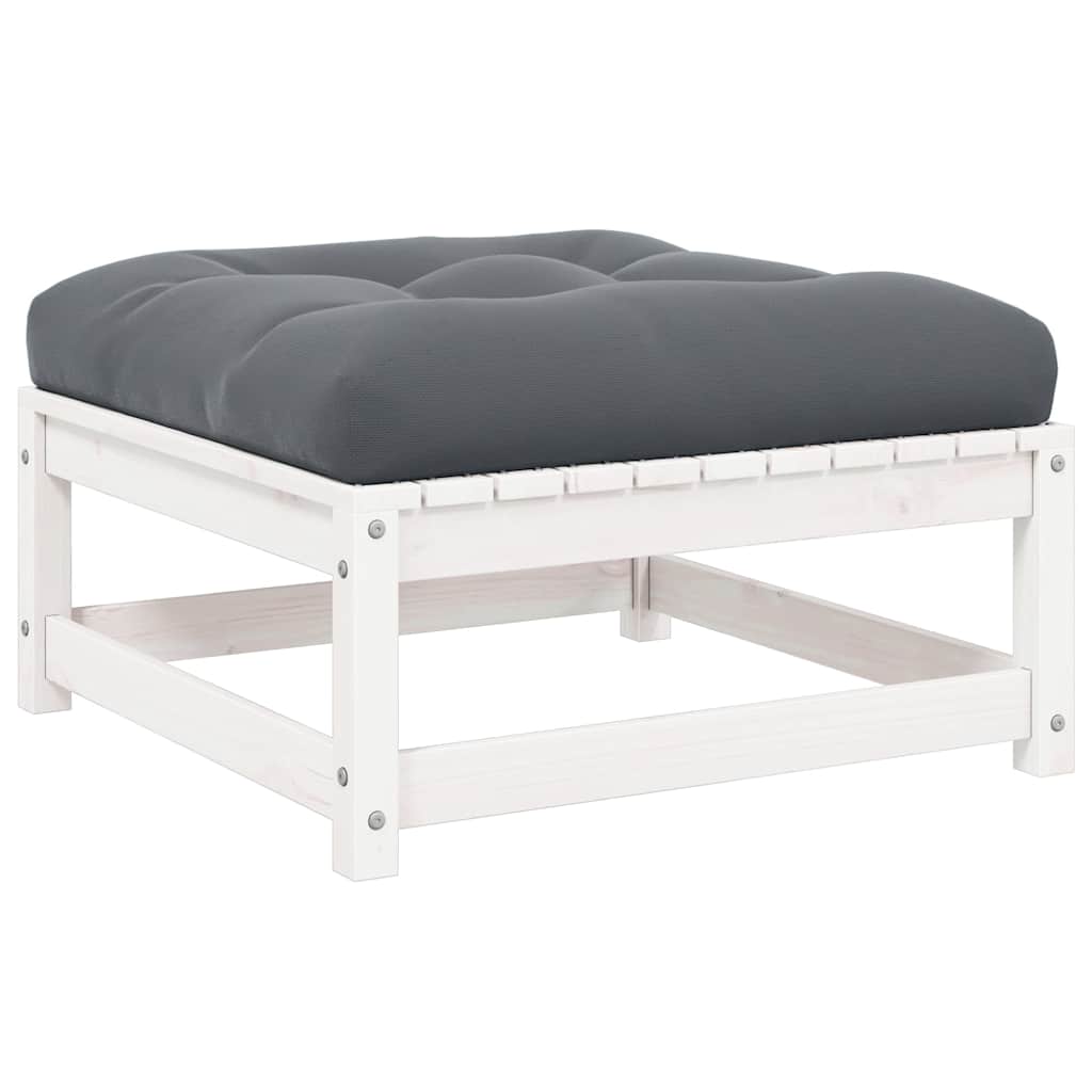 vidaXL Solid Pine Garden Corner Sofa with Grey Cushions