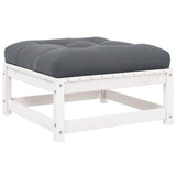 vidaXL Solid Pine Garden Corner Sofa with Grey Cushions
