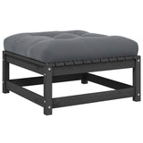 vidaXL Solid Pine Garden Corner Sofa with Grey Cushions