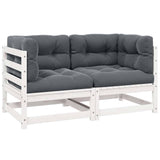 vidaXL Solid Pine Garden Corner Sofa with Grey Cushions
