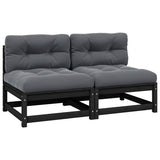 vidaXL Solid Pine Garden Corner Sofa with Grey Cushions