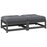 vidaXL Solid Pine Garden Corner Sofa with Grey Cushions