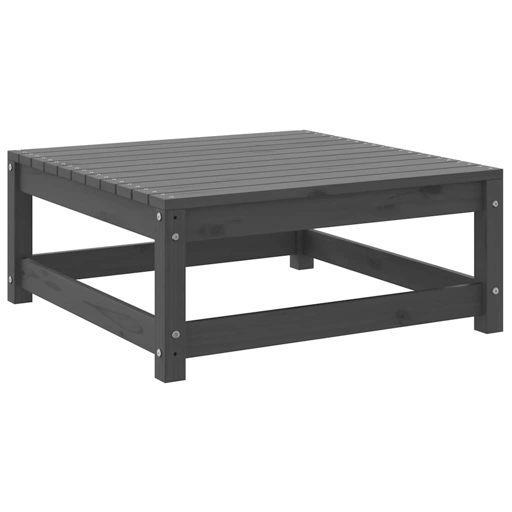 vidaXL Solid Pine Garden Corner Sofa with Grey Cushions