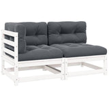 vidaXL Solid Pine Garden Corner Sofa with Grey Cushions