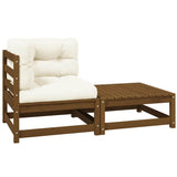 vidaXL Solid Pine Garden Corner Sofa with Grey Cushions