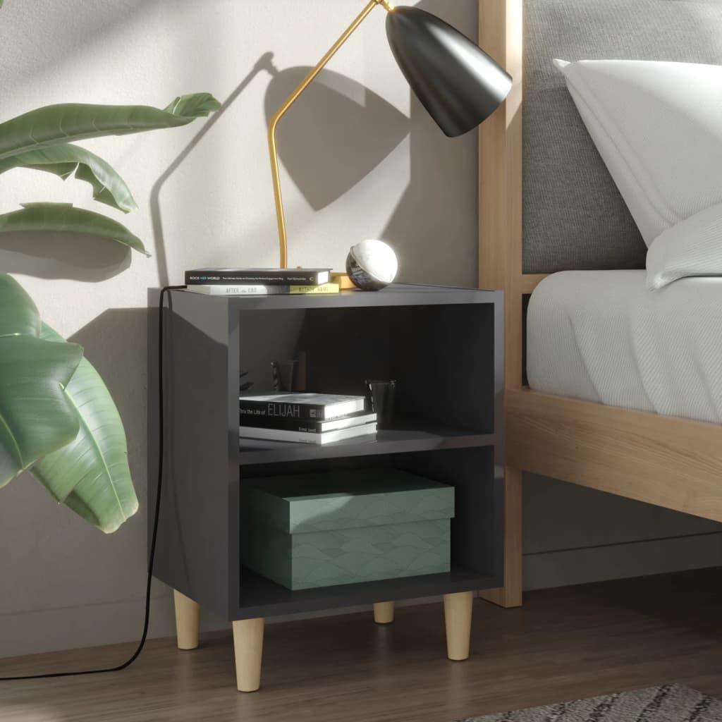 vidaXL Bedkast Zwart Eiken 40 x 30 x 50 cm Bewerkt hout