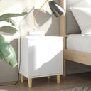 vidaXL Nightstand with Solid Wood Legs 40x30x50 cm White
