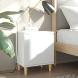 vidaXL Nightstand with Solid Wood Legs 40x30x50 cm White