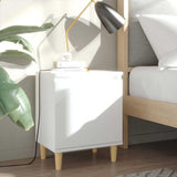 vidaXL Nightstand with Solid Wood Legs 40x30x50 cm White