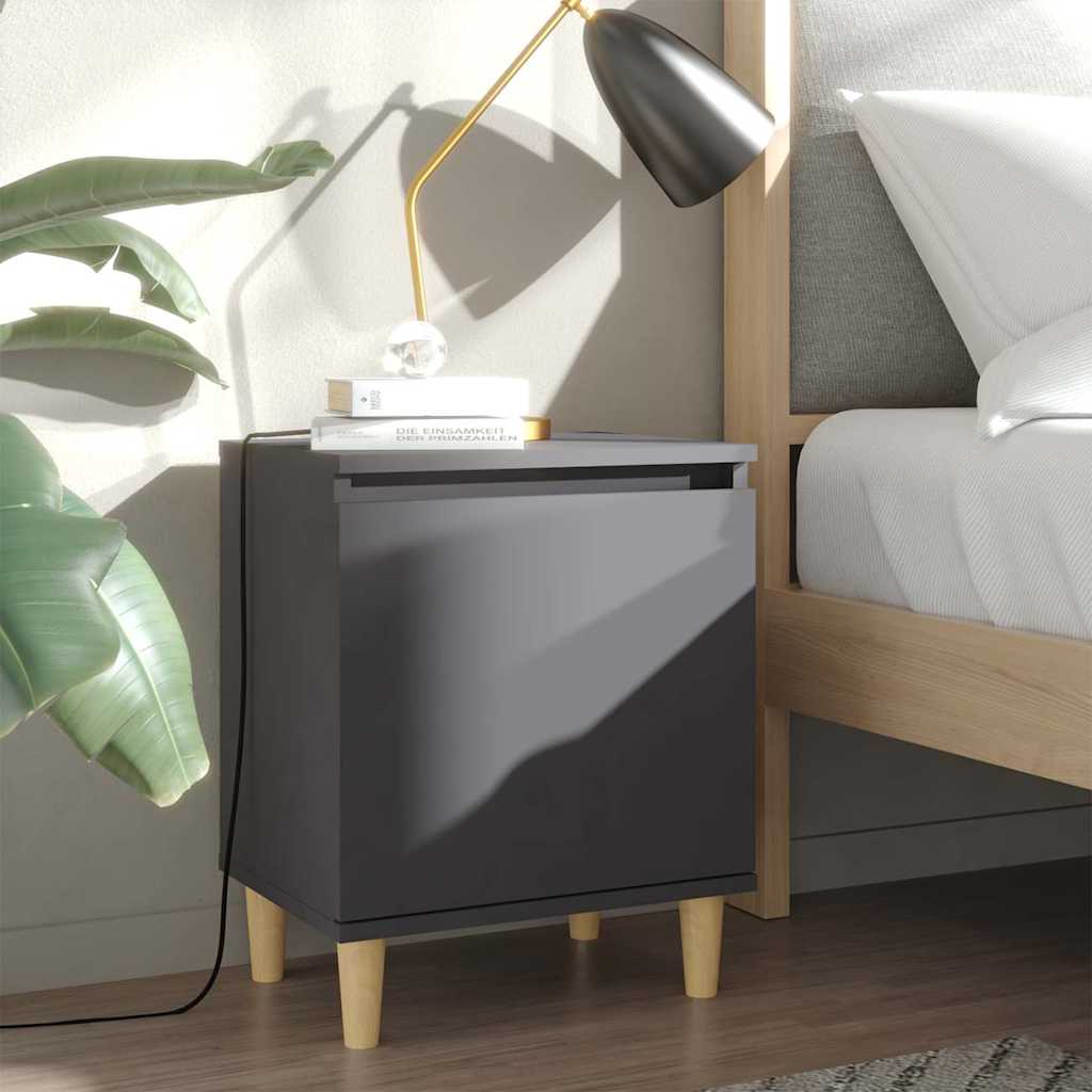 vidaXL Nightstand with Solid Wood Legs 40x30x50 cm White