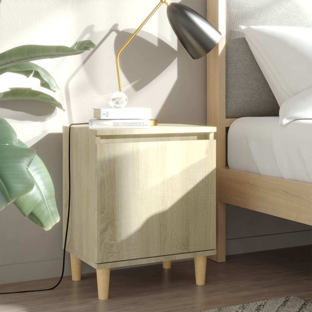 vidaXL Nightstand with Solid Wood Legs 40x30x50 cm White