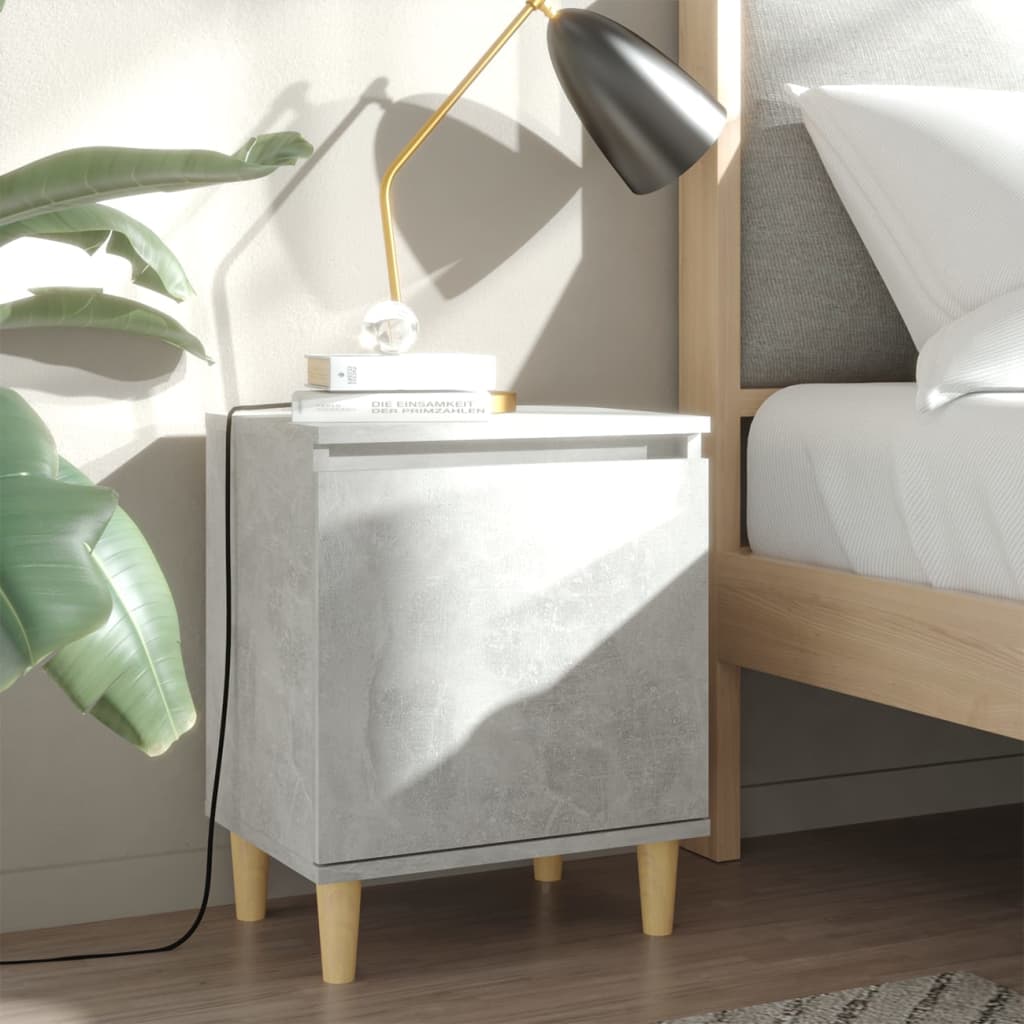 vidaXL Nightstand with Solid Wood Legs 40x30x50 cm White