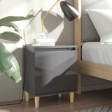 vidaXL Nightstand with Solid Wood Legs 40x30x50 cm White