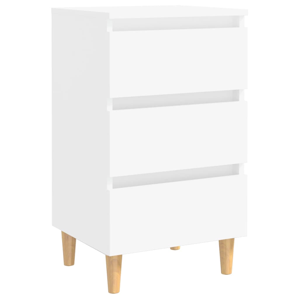 vidaXL Nightstand with Solid Wood Legs 40x35x69 cm White